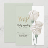 Chic White Flowers Rozen RSVP Kaart (Voorkant / Achterkant)