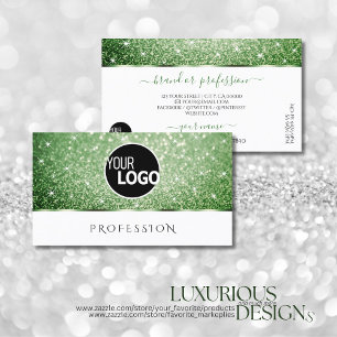 Chic White Forest Green Glitter Sparkle Stars Logo Visitekaartje