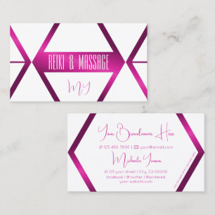 Chic White Geometric Shimmery Pink met Monogram Visitekaartje
