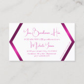 Chic White Geometric Shimmery Pink met Monogram Visitekaartje (Achterkant)