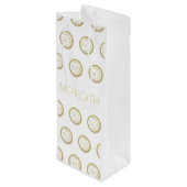 Chic White Gold 50 en Fabulous 50th Birthday Wijn Cadeautas (Achterkant Gekanteld)