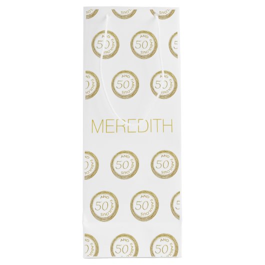 Chic White Gold 50 en Fabulous 50th Birthday Wijn Cadeautas (Achterkant)
