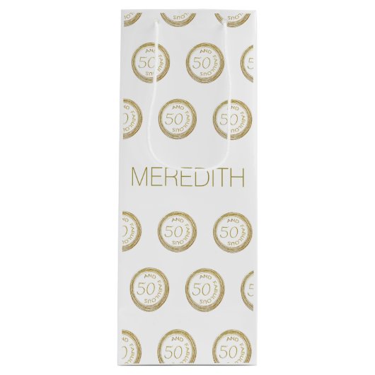 Chic White Gold 50 en Fabulous 50th Birthday Wijn Cadeautas (Voorkant)