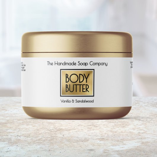 Chic White, Gold, Black Body Butter Jar label Waterfles Etiket