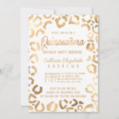 Chic White Gold Cheetah Leopard Quinceañera Foto Kaart (Voorkant)
