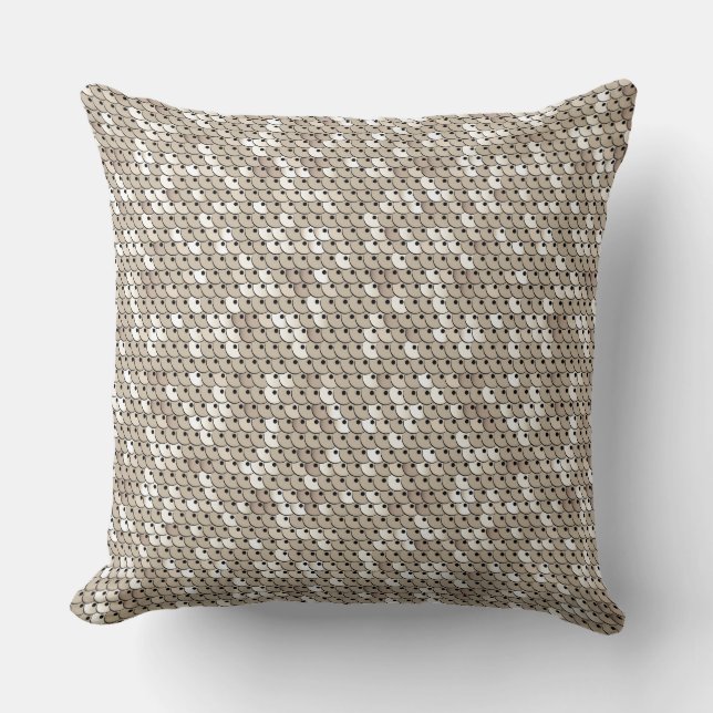Chic White Gold Faux Sequins Grafisch Afdrukken Kussen (Voorkant)