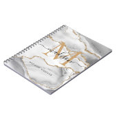 Chic White Gold Glitter Agate Monogram Script Name Notitieboek (Linkerzijde)