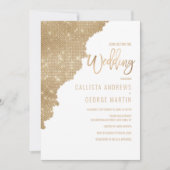Chic White Gold Glitter Color Block Wedding Kaart (Voorkant)