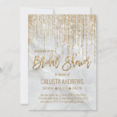 Chic White Gold Glitter Pearl Marble Vrijgezellenf Kaart (Voorkant)