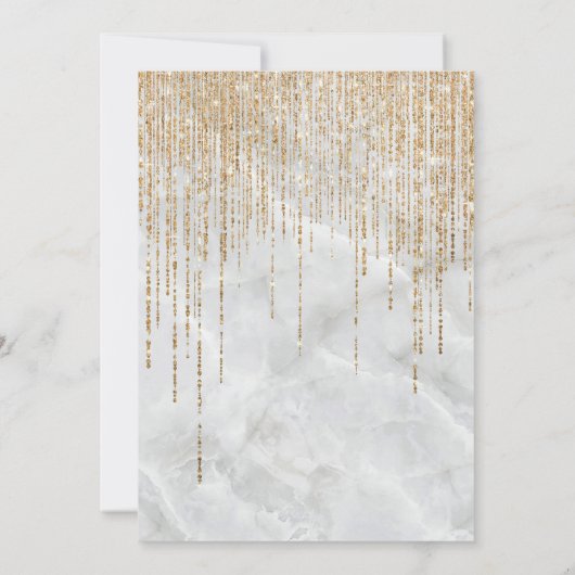 Chic White Gold Glitter Pearl Marble Vrijgezellenf Kaart (Achterkant)