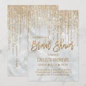 Chic White Gold Glitter Pearl Marble Vrijgezellenf Kaart (Voorkant / Achterkant)