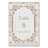 Chic White Gold Great Gatsby Art Deco TABEL NUMMER Kaart (Voorkant)