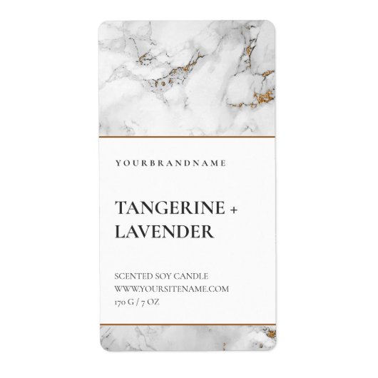 Chic White Gold Grey Marble Kandle Productlabel Etiket (Voorkant)