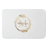 Chic White Gold Monogram Eucalyptus Wreate Badmat (Voorkant)