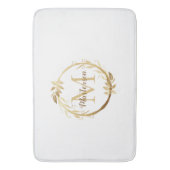 Chic White Gold Monogram Eucalyptus Wreate Badmat (Voorkant Verticaal)