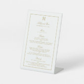 Chic White & Gold Wedding Menu Sjabloon Reclamebord Met Voetstuk (Voorkant)