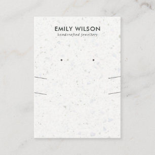 CHIC WHITE GRAY TERRAZZO KETTING EARRING DISPLAY VISITEKAARTJE