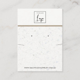 CHIC WHITE GRAY TERRAZZO KETTING EARRING DISPLAY VISITEKAARTJE