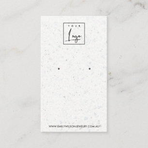 CHIC WHITE GRAY TERRAZZO STUD EARRING DISPLAY CARD VISITEKAARTJE