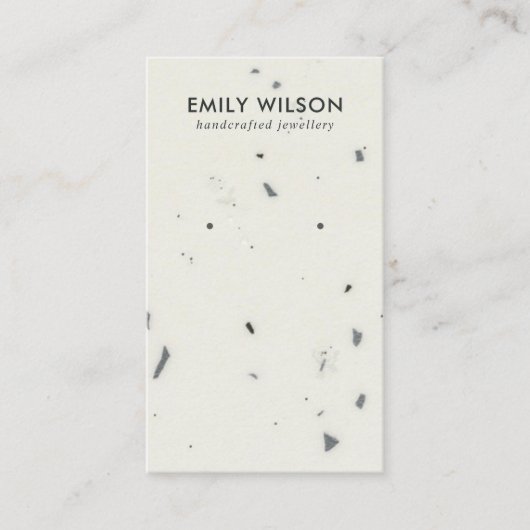 CHIC WHITE GRAY TERRAZZO STUD EARRING DISPLAY CARD VISITEKAARTJE (Voorkant)