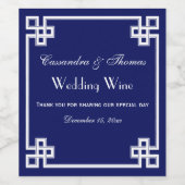 Chic White Greek Key Knot Lijst DIY BG Wijn Etiket (Enkel label)