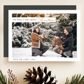 Chic White & Green Happy Christmas Feestdagenkaart