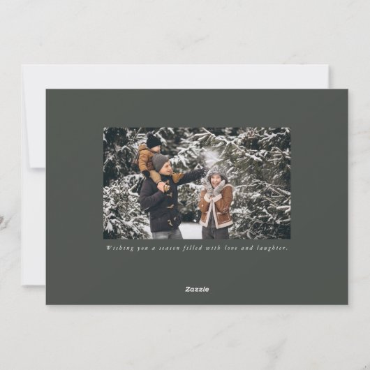 Chic White & Green Happy Christmas Feestdagenkaart (Achterkant)