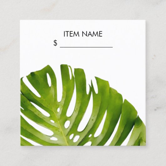 CHIC WHITE GREEN MONSTERA LEAF FOLIAGPRICE LABEL (Voorkant)