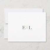 Chic White Green Wedding Monogram Note Kaart Notitiekaartje (Voorkant)