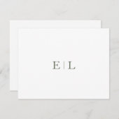 Chic White Green Wedding Monogram Note Kaart Notitiekaartje (Voorkant / Achterkant)