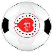 Chic White Grey Initiaal Letter Monogram Red Heart Voetbal (Gedraaid)