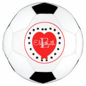 Chic White Grey Initiaal Letter Monogram Red Heart Voetbal (Voorkant)