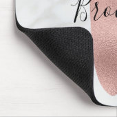 Chic White & Grey Marble Roos Gold B Monogram Naam Muismat (Hoek)