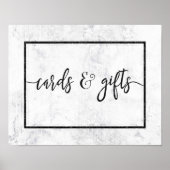 Chic White & Grey Marble Wedding Cards & Gifts Poster (Voorkant)