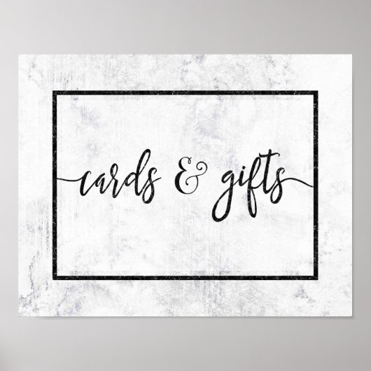Chic White & Grey Marble Wedding Cards & Gifts Poster (Voorkant)