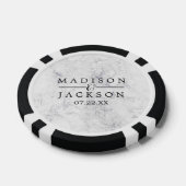 Chic White & Grey Marble Wedding Favor Pokerchips (Enkel)
