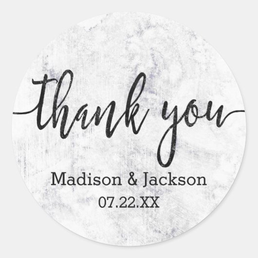 Chic White & Grey Marble Wedding Favor Ronde Sticker (Voorkant)