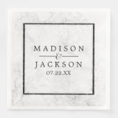 Chic White & Grey Marble Wedding Monogram Servetten (Voorkant)