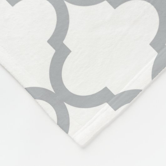 Chic White Grey Quatrefoil Geel Monogramnaam Fleece Deken (Hoek)