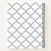 Chic White Grey Quatrefoil Geel Monogramnaam Notitieboek (Achterkant)