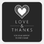 Chic White Heart Lace Effect Love & Thanks Support Vierkante Sticker (Voorkant)