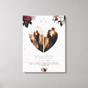Chic White Heart Shaped Photo Custom for Couples Canvas Afdruk