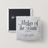 Chic White Hearts and Peonies Moeder van de Bride Vierkante Button 5,1 Cm (Voorkant /achterkant)