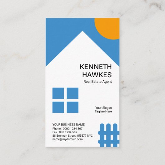 Chic White House Oranje Sun Picket Fence Realtor Visitekaartje (Voorkant)