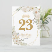Chic White Ivory Floral Quinceanera Table Number Kaart (Staand voorkant)