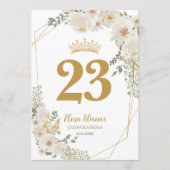 Chic White Ivory Floral Quinceanera Table Number Kaart (Voorkant)