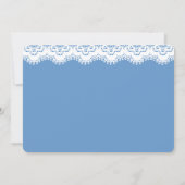 Chic White Lace en Dusty Blue Wedding Kaart (Achterkant)