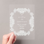Chic White Lace Vintage bruiloft uitnodiging (Insitu (Draagbaar))