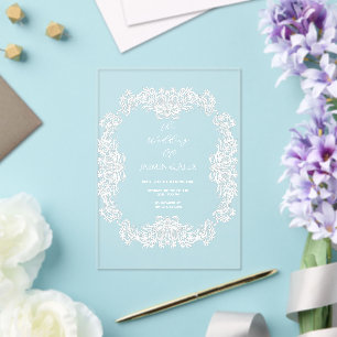Chic White Lace Vintage bruiloft uitnodiging