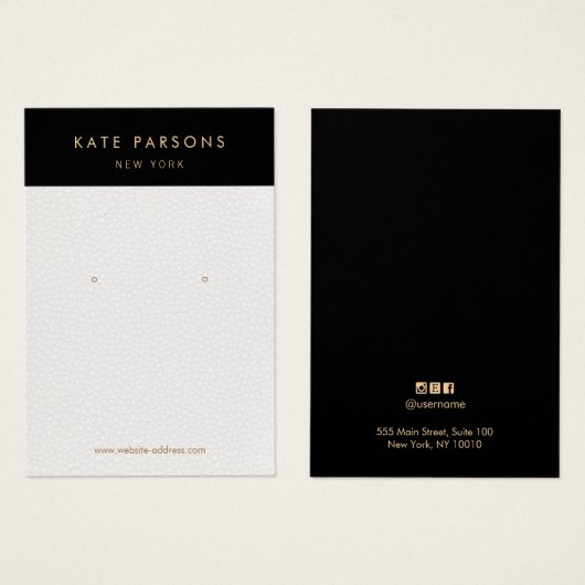 Chic White Leather Earring Jewelry Display Card Visitekaartje (Voorkant /achterkant)